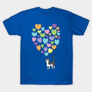 Rainbow Tabby Cat Love T-Shirt